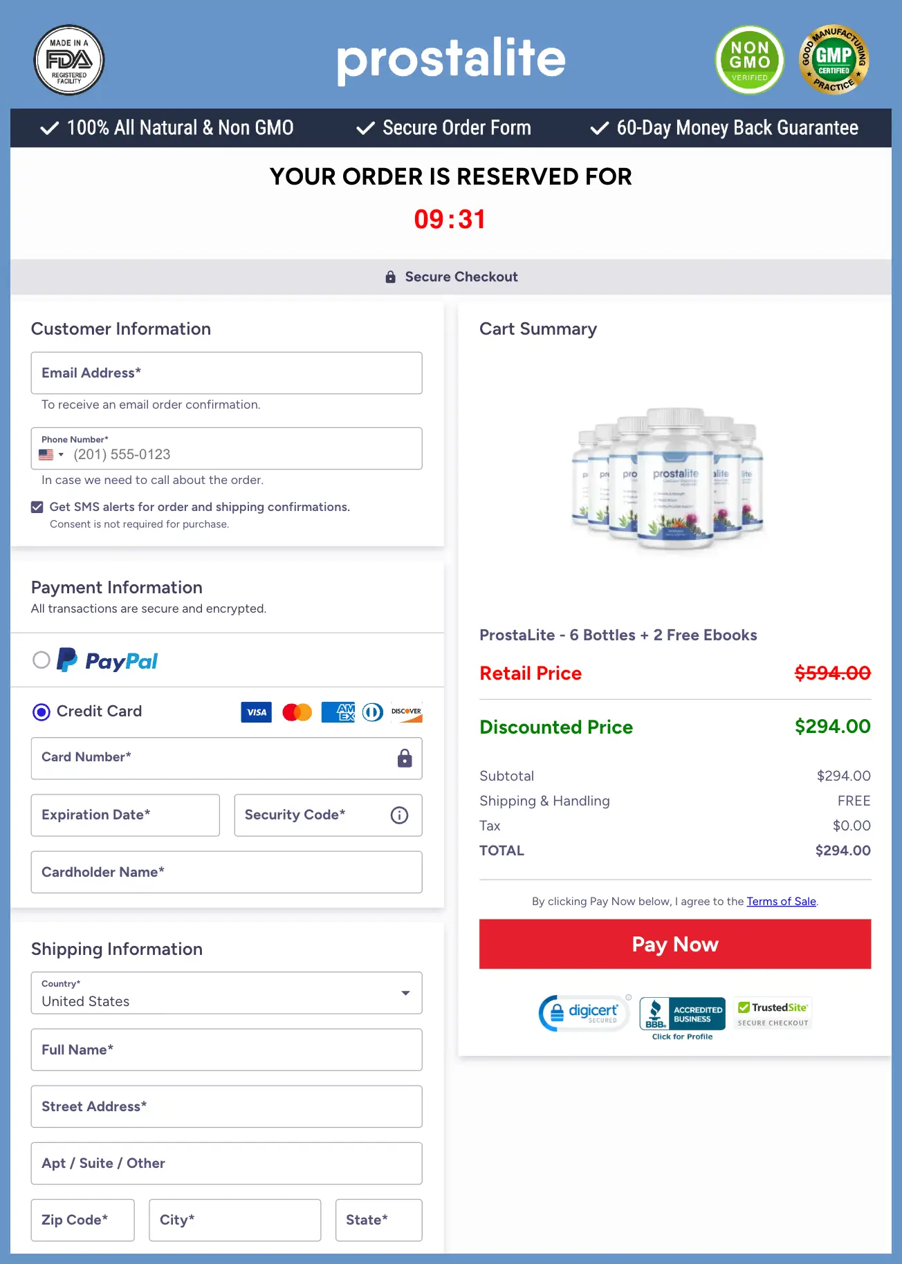 ProstaLite Official Website Secure Order Page